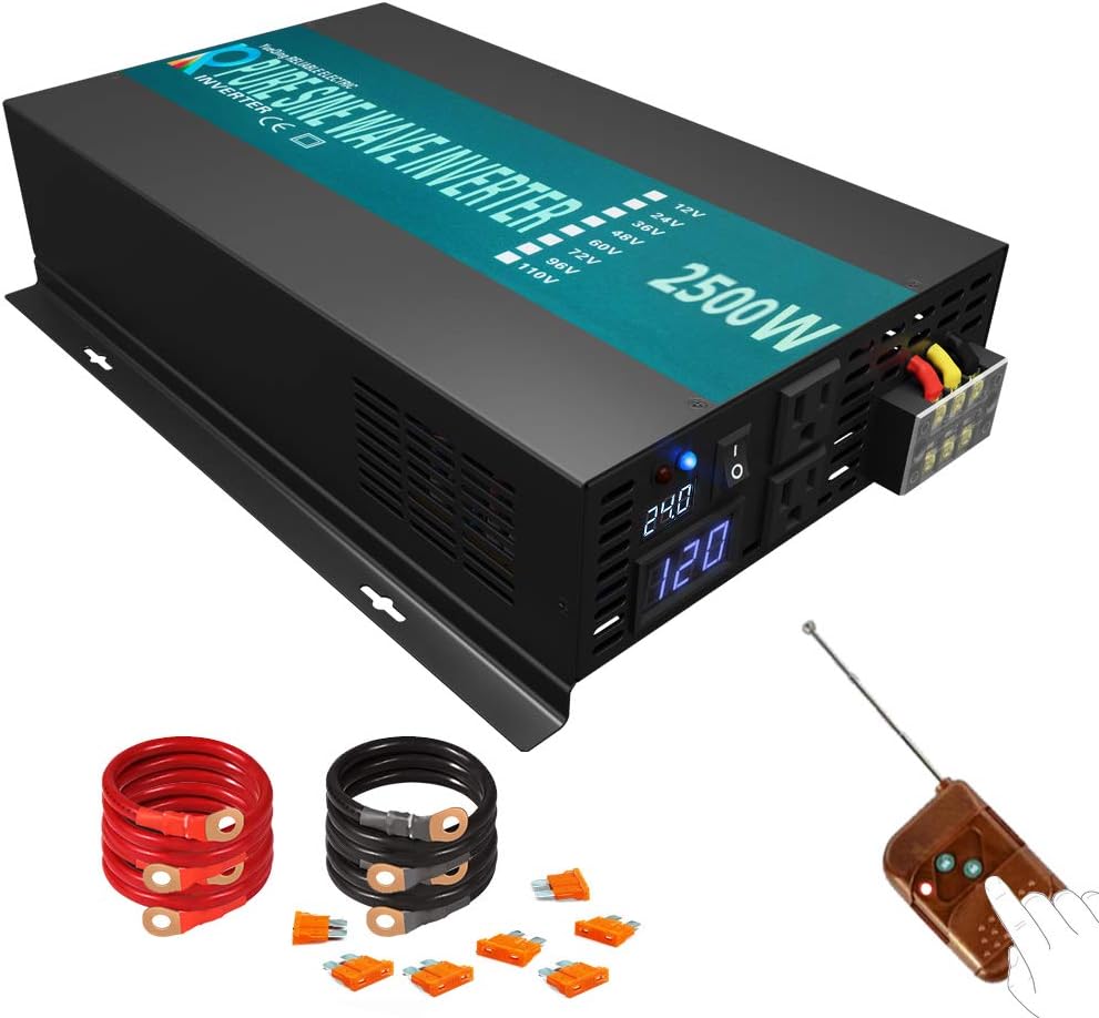 4000W Pure Sine Wave Power Inverter 12V 110V 120V 60Hz with Remote Controller W202391
