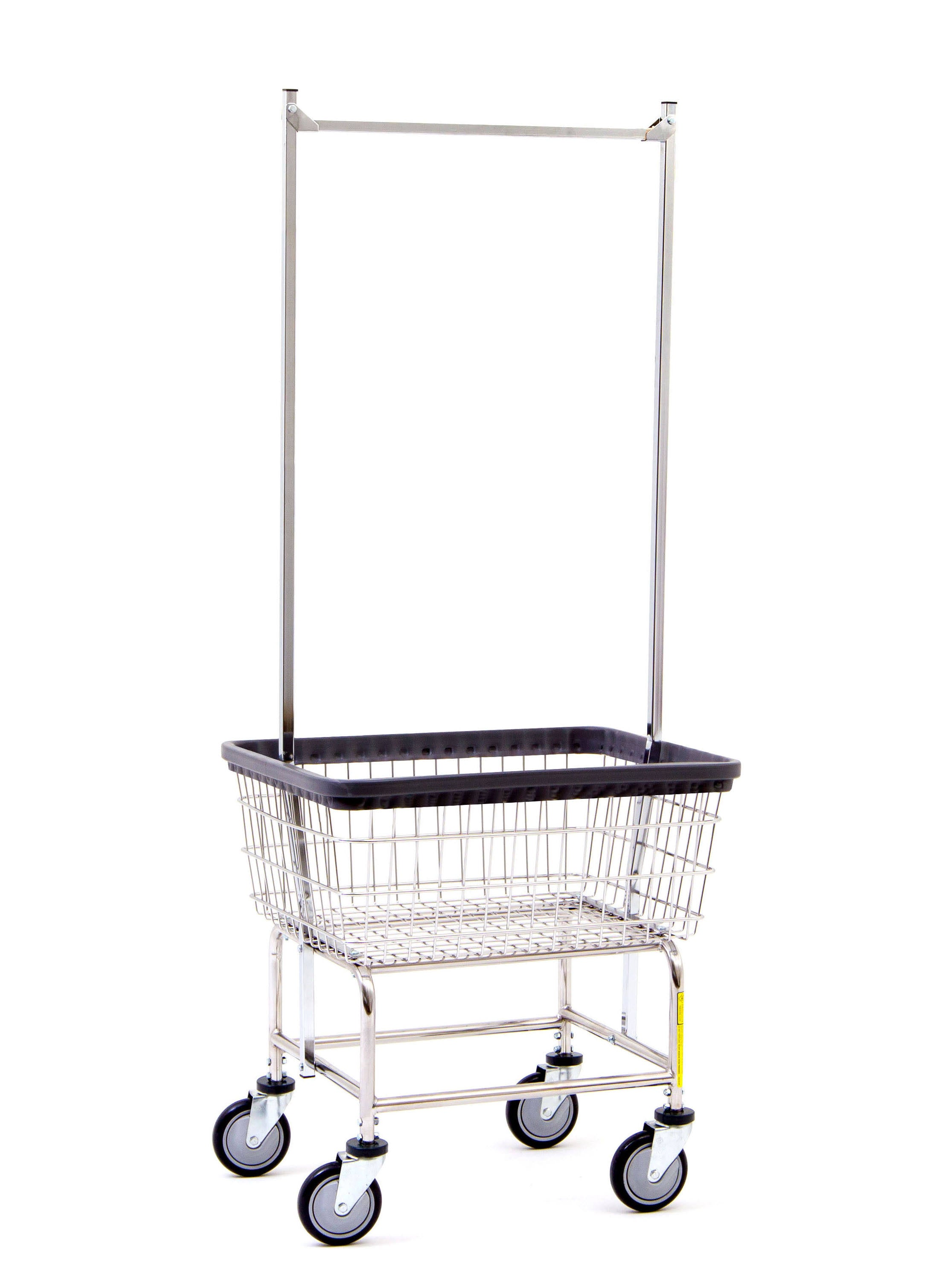 Chrome Metal Laundry Cart with Double Pole Rack D2167