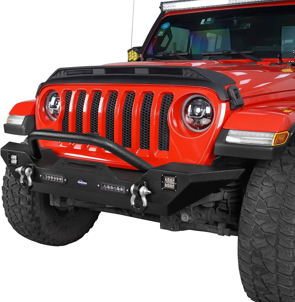 Front & Rear Bumper Kit with Winch Plate & Hitch Receiver & LED Lights L52399