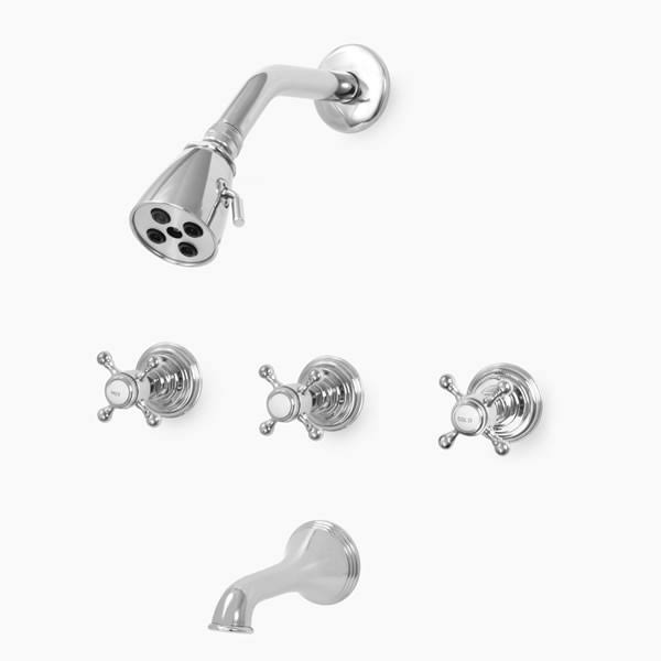 Three Valve Tub & Shower Set Polished Chrome Z8086