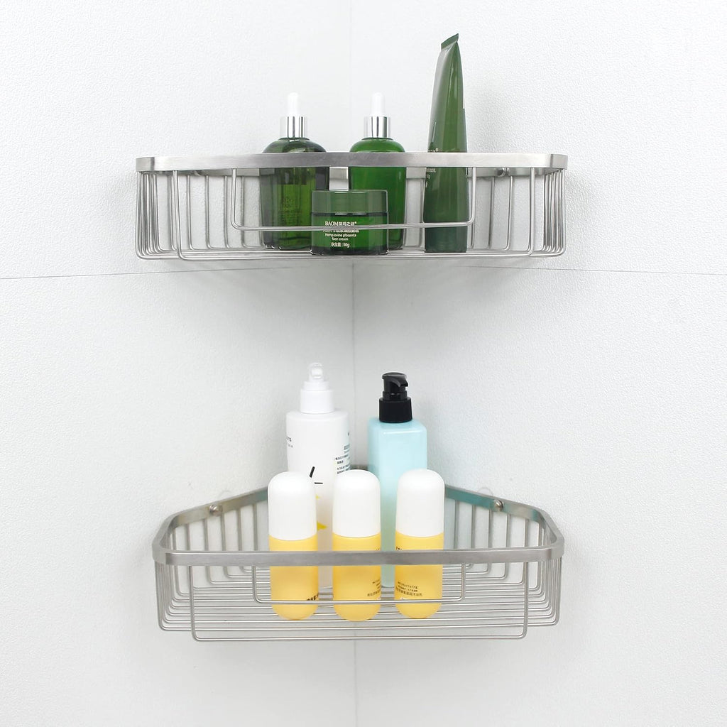 Brushed Nickel SUS304 Stainless Steel Corner Shower Caddy Basket L503