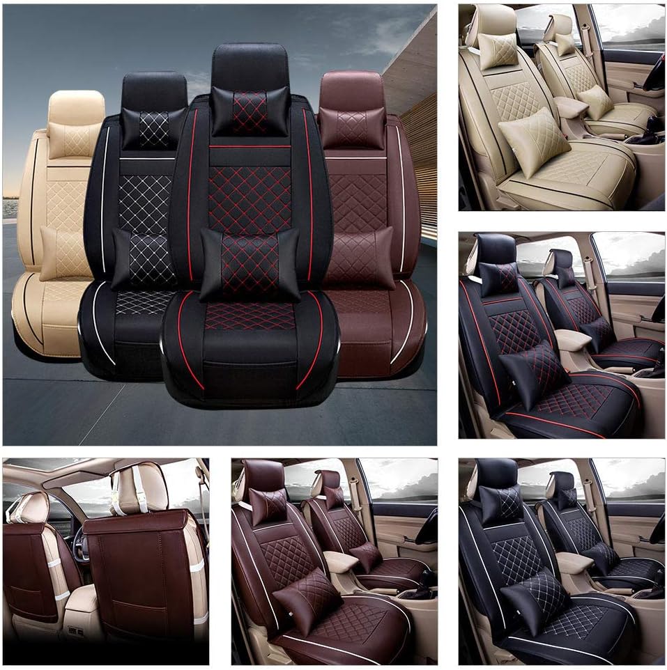 Black/White Line Full Set Car Seat Cover Q6495