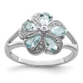 Rhodium Aquamarine Diamond Ring V175312