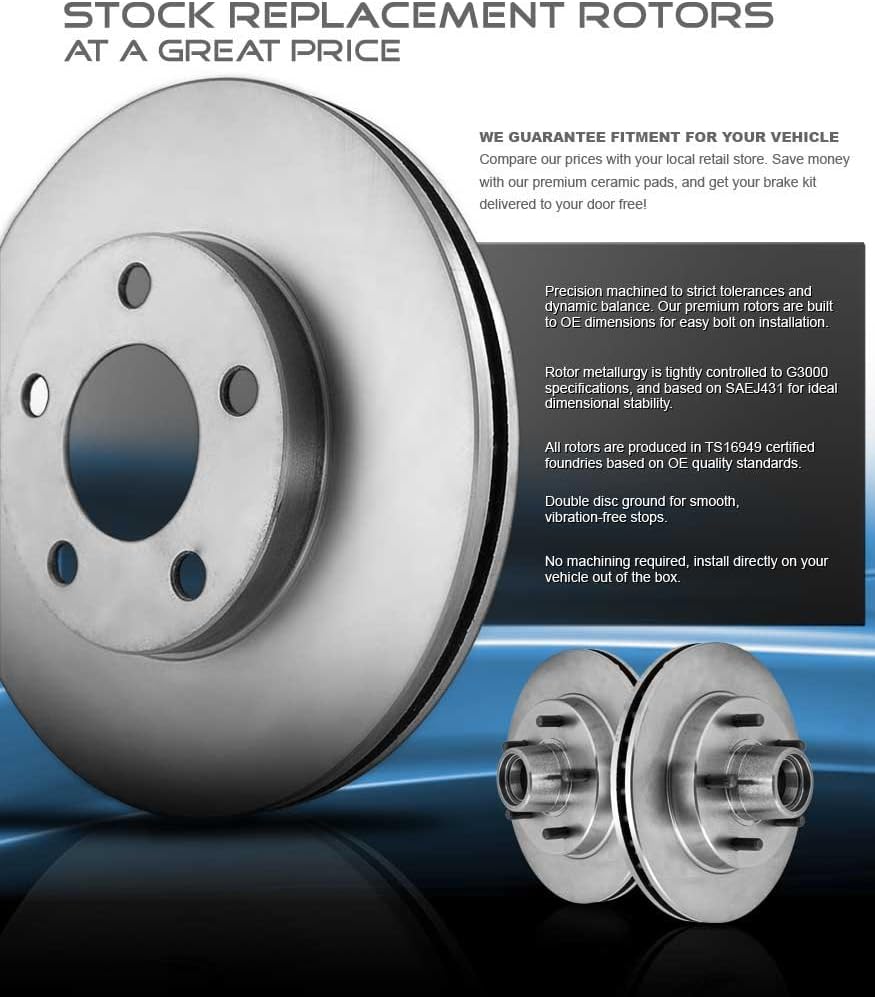 REAR 324 mm 6 Lug Brake Disc Rotors + 4 Metallic Brake Pads G534999