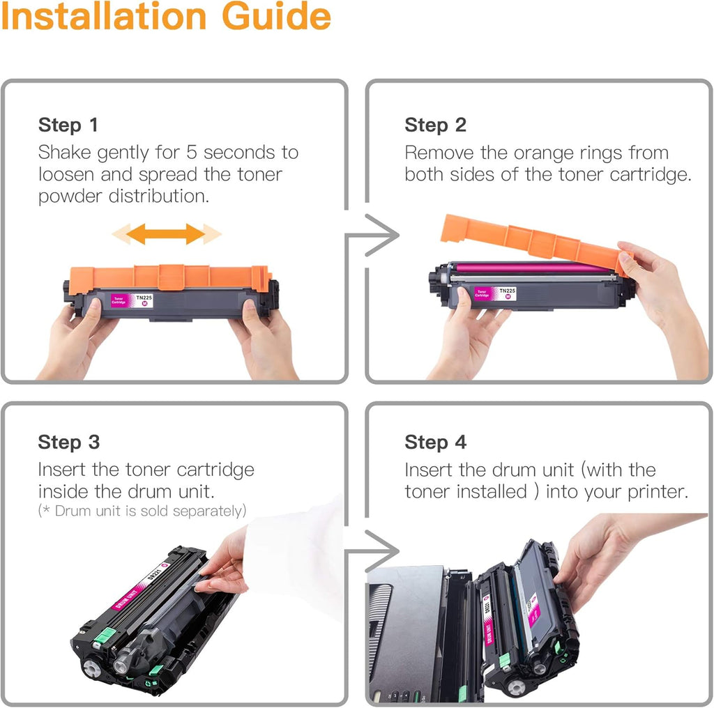 Compatible Toner Cartridge Replacement for Brother TN221 TN225, 5 Pack B2180