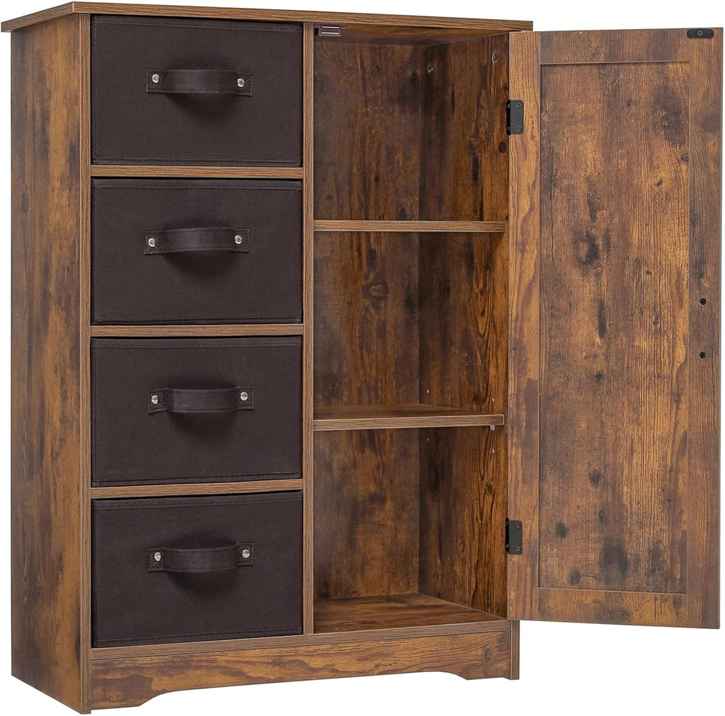 Rustic Brown Storage Cabinet with 4 Removable Drawers and 1 Door X381574