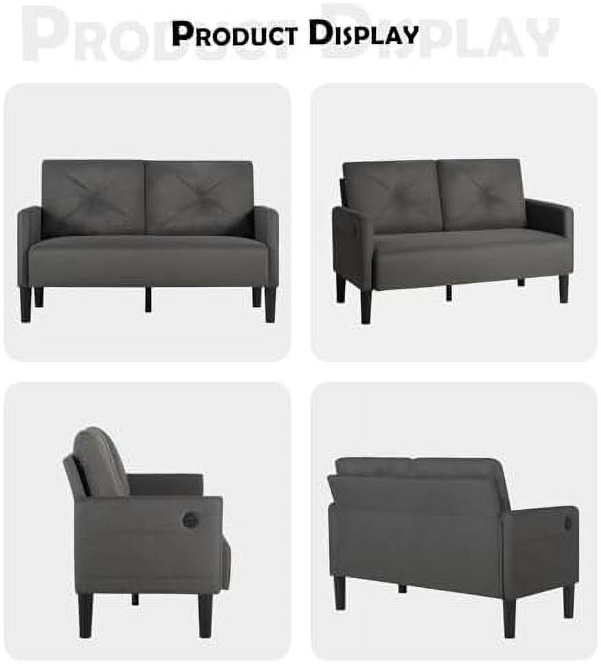 Lig Tufted 2 Seater Sofa Couch with Charger Port & Pocket Z939