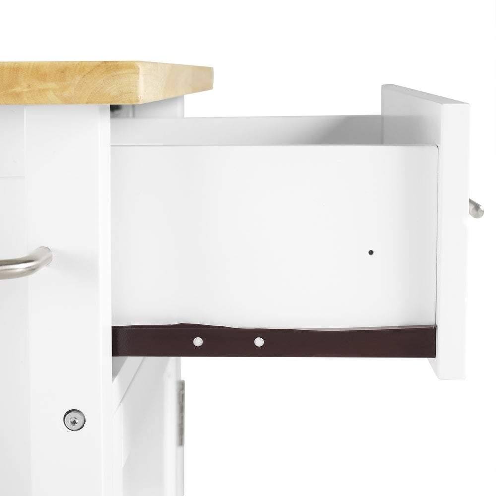 White Wood Top Compact Kitchen Island Cart L8790