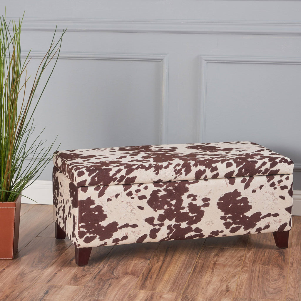 Velvet Cow Print Storage Ottoman Bench P55274