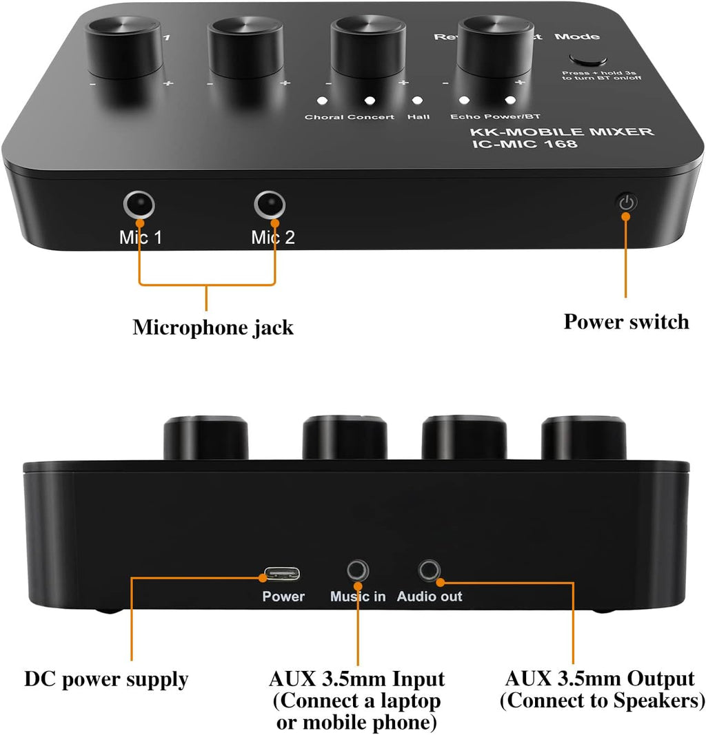 Bluetooth Wired Microphone Karaoke Mixer System with HDMI ARC and Optical (Toslink) I630743