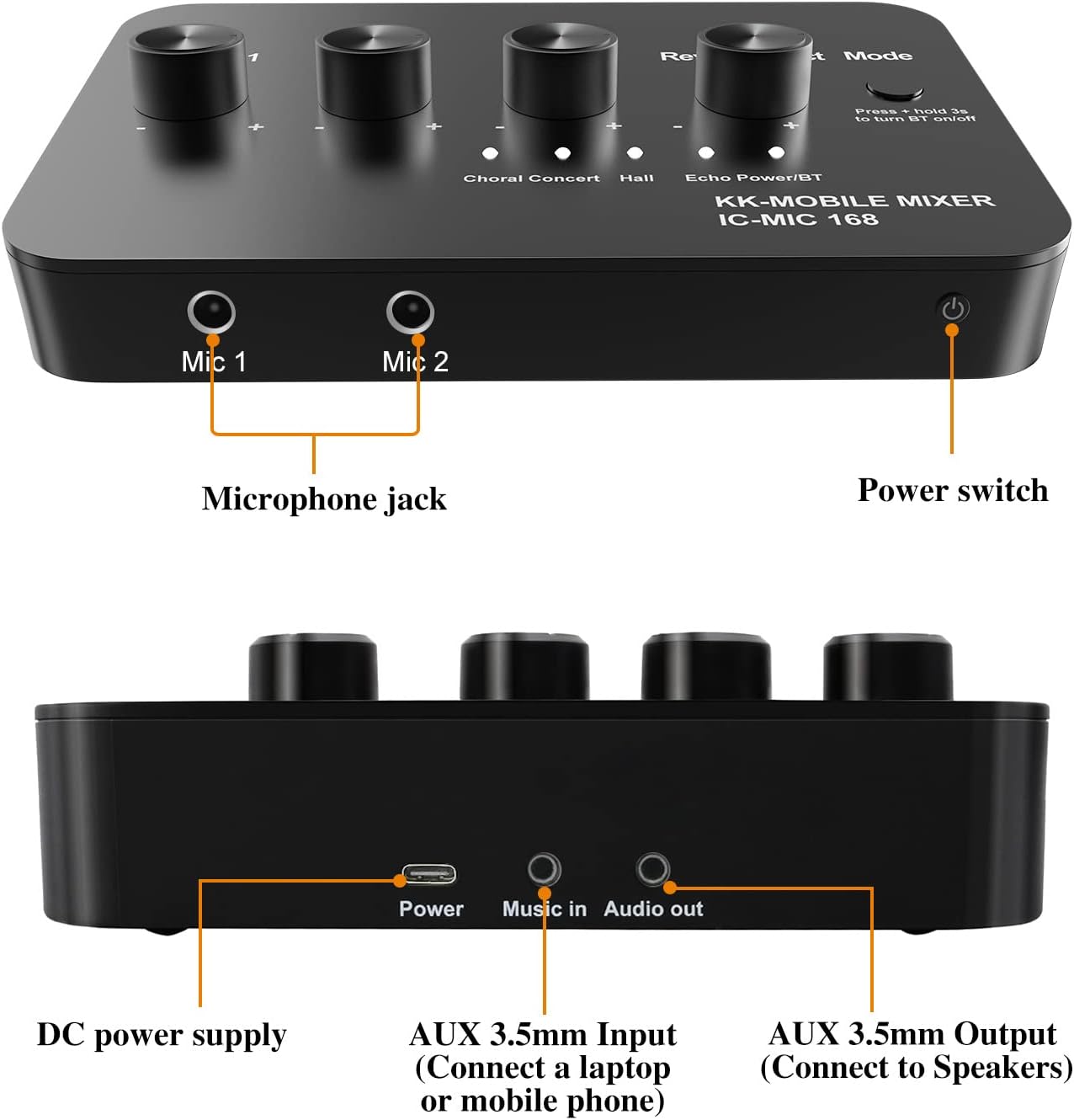 Bluetooth Wired Microphone Karaoke Mixer System with HDMI ARC and Optical (Toslink) I630743