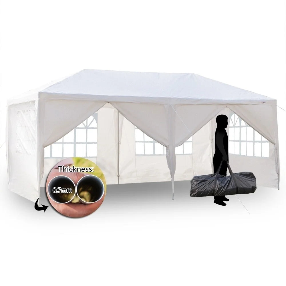 Waterproof Tent with Spiral Tubes White 3 x 6m-6Sides I899