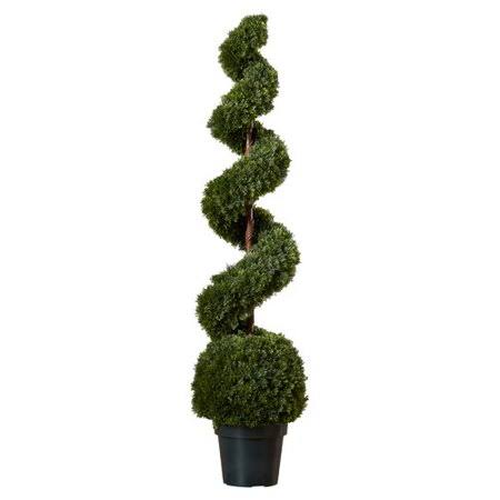 Cedar Spiral Tree with Ball in Green Pot U8046