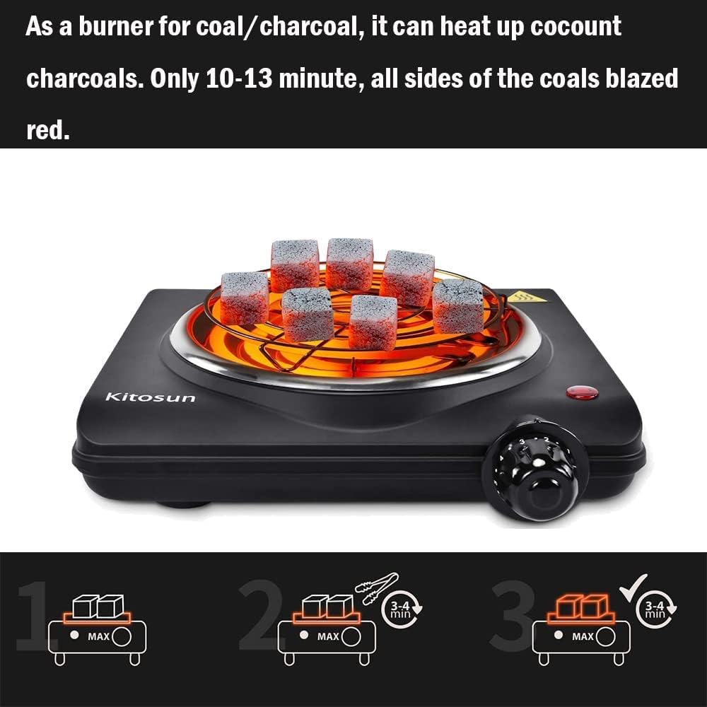 Single Hot Plate Electric Stove with Stainless Steel Grill (1000W) Pack of 2 H751