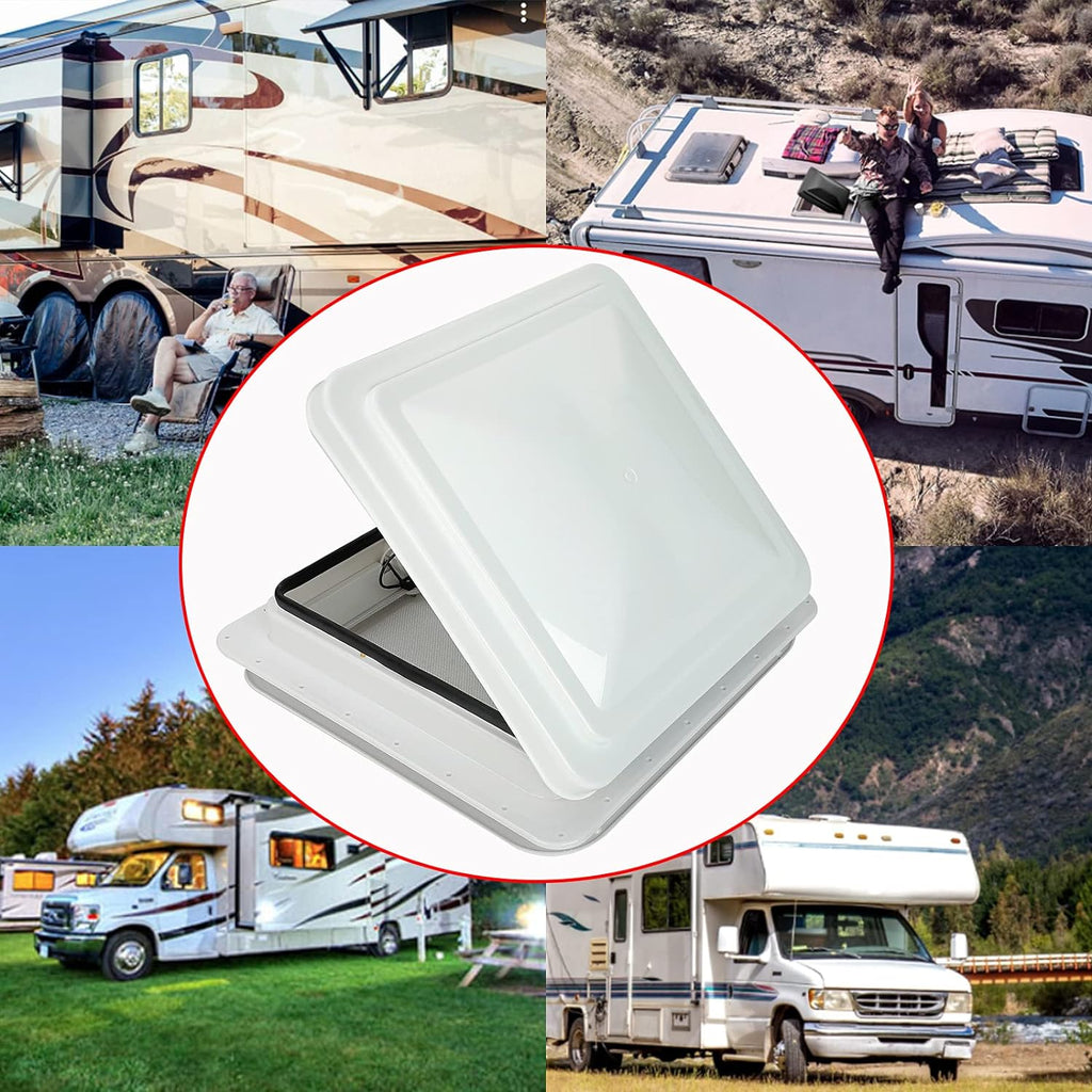White Lid RV Roof Vent with 12V Vent Fan S5916