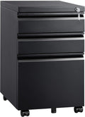 Black 3 Drawer Mobile File Cabinet with Lock Z522