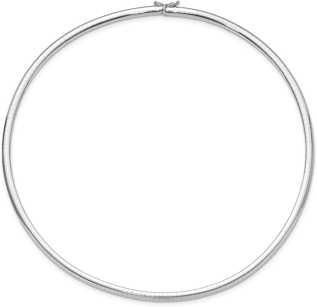 14K White Gold Domed Omega Necklace 18" Chain T7862