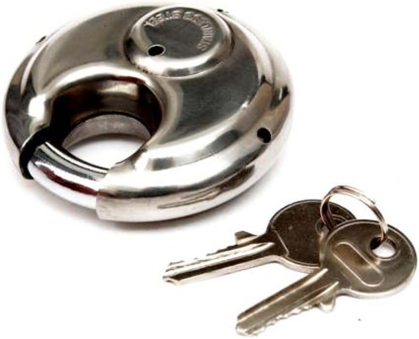 Set of 24 Stainless Steel Discus Padlocks with Hardened Steel Shackle, 70mm, Keyed Alike G510790