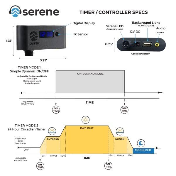 Serene Sun Freshwater LED with Wireless 24 Hour Remote Control (24-36 inch) X3299