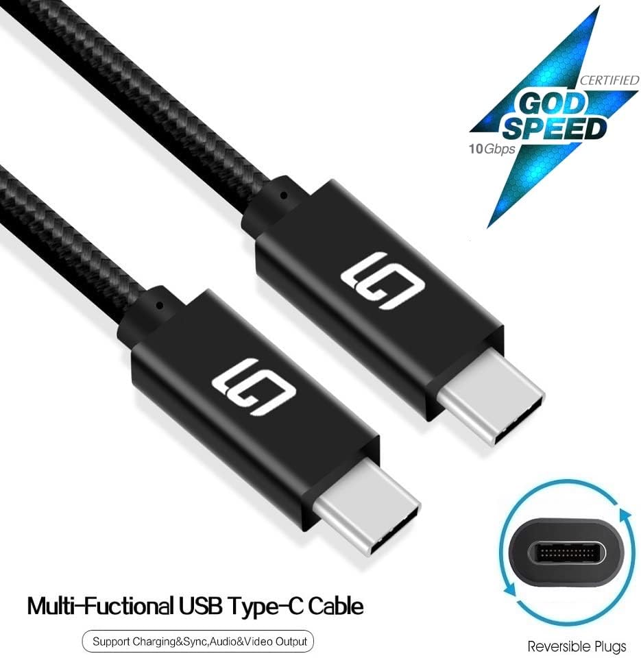 USB C to USB C Cable, 10Gbps, 100W, Nylon Braided, 10ft, Pack of 2 W965