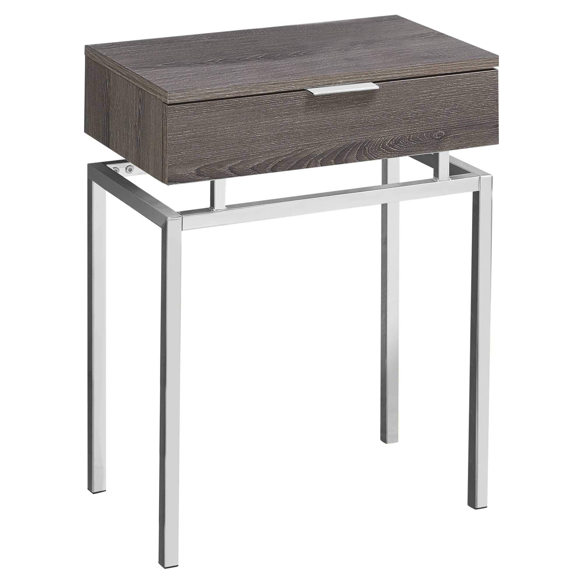 Dark Taupe/Chrome Metal Accent Table R3675