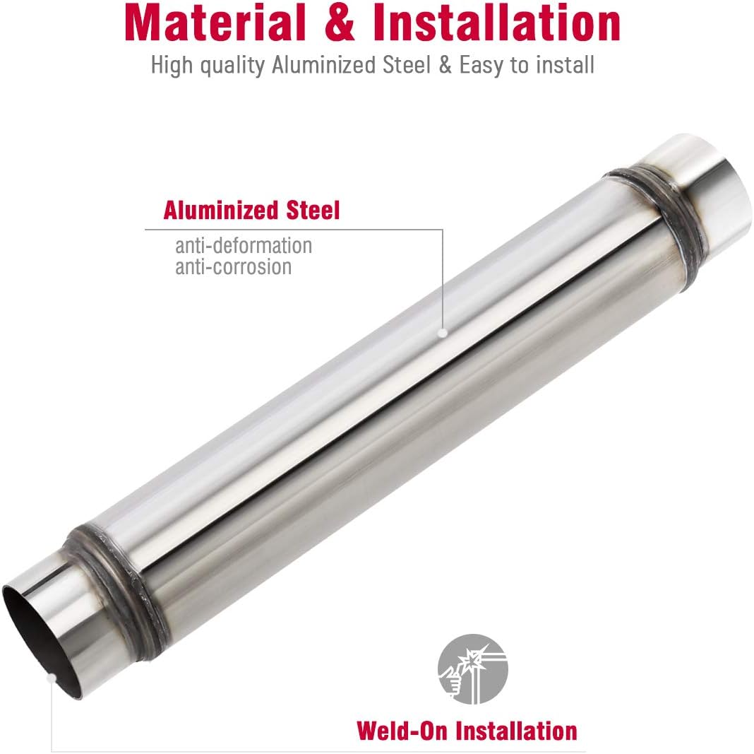 3 Inch Inlet/Outlet Exhaust Muffler Resonator, 18" Length Overall 22", Stainless Steel, Pack of 2 L7821