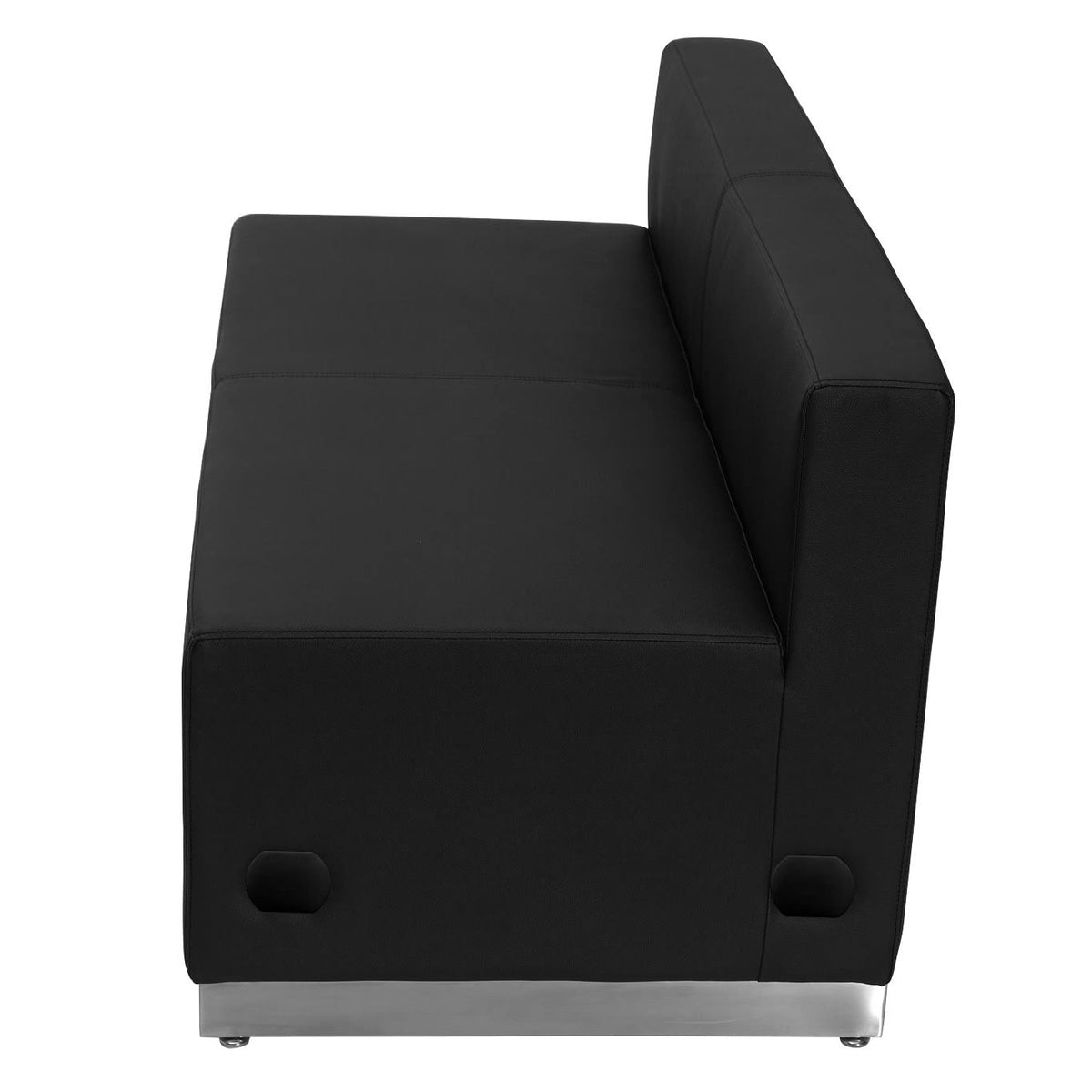 White LeatherSoft Loveseat with Stainless Steel Base I35803