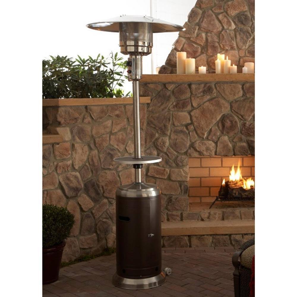 Tall Hammered Bronze and Stainless Steel Patio Heater with Table T813