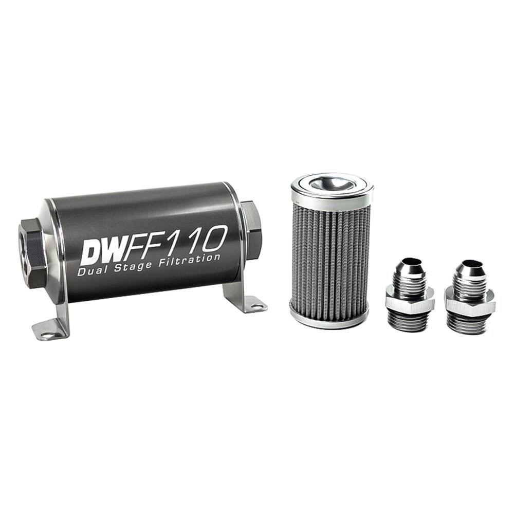 Stainless Steel 8AN 100 Micron Universal Inline Fuel Filter Housing Kit I5597