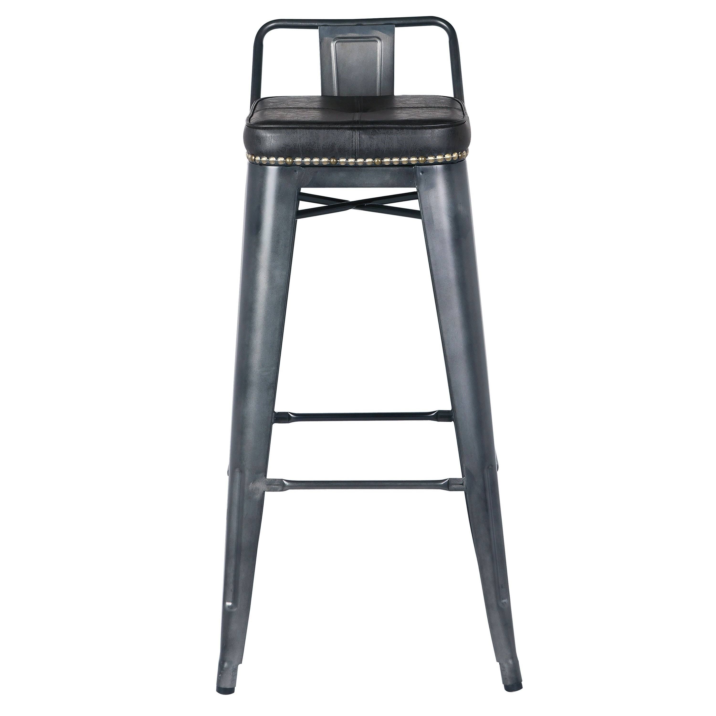 Vintage Black Low Back Bar Stool F3350