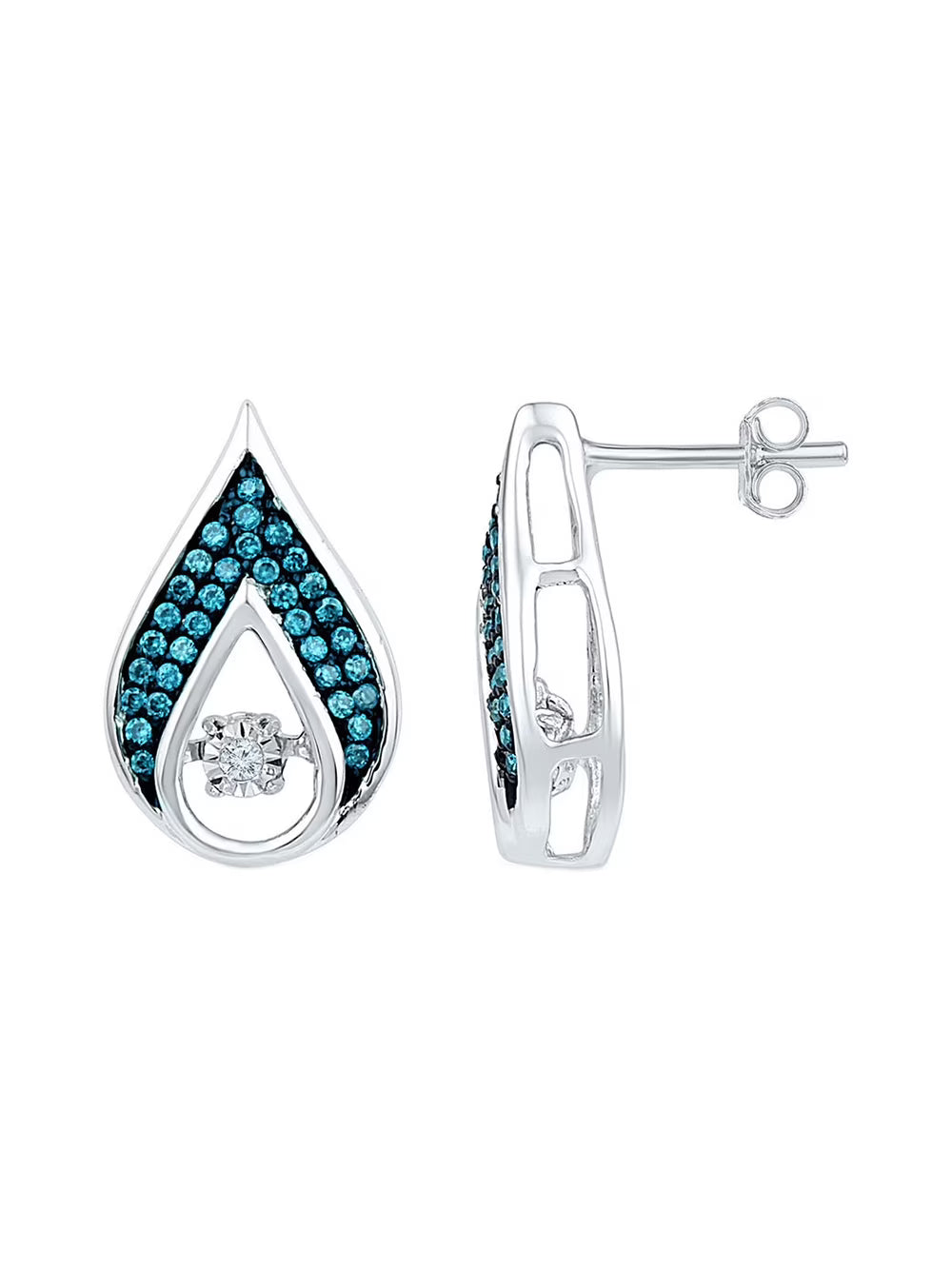10kt White Gold Teardrop Earrings 1/4 Cttw W937