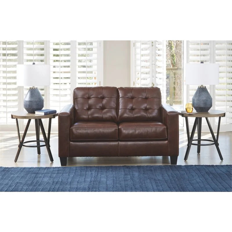 Walnut Leather Loveseat I418