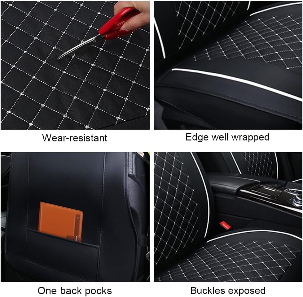 Black/White Line Full Set Car Seat Cover Q6495