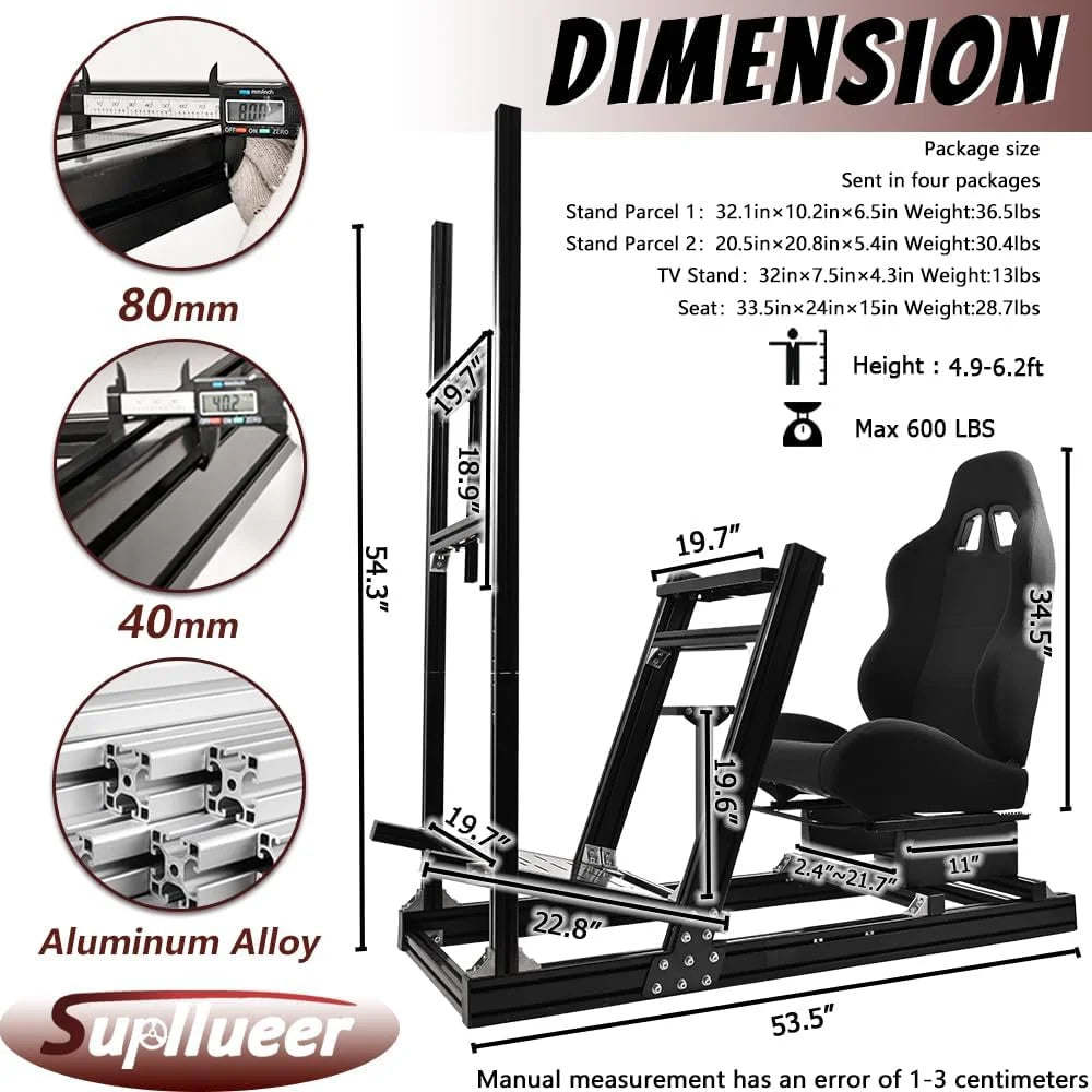 Racing Sim Cockpit with Monitor Stand Seat R966307