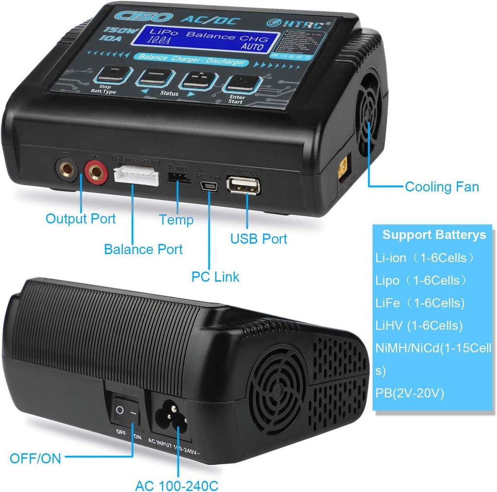150W 10A 1-6S AC/DC Balance Charger Discharger U35752