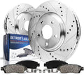 302mm Front Drilled Slotted Rotors and Brake Pads 4pc Set D142