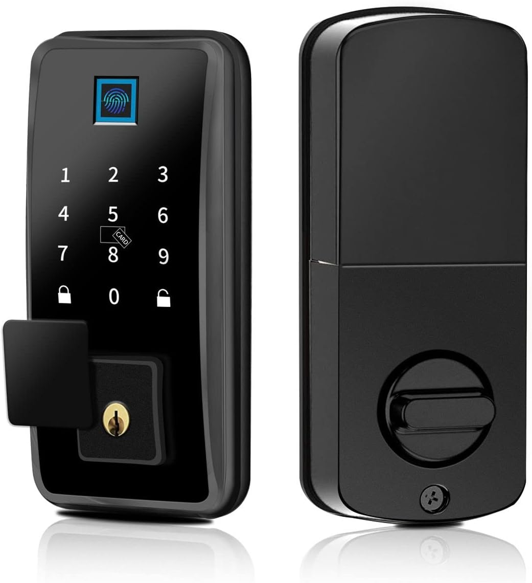 Smart Keyless Entry Door Lock with Bluetooth Fingerprint Deadbolt, Touchscreen Keypad, Card, Keys Y3832