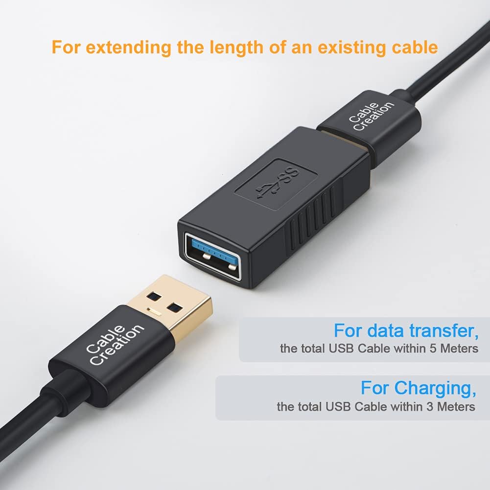 USB 3.0 Type A Female to Female Adapter, 2 Pack, Black F181