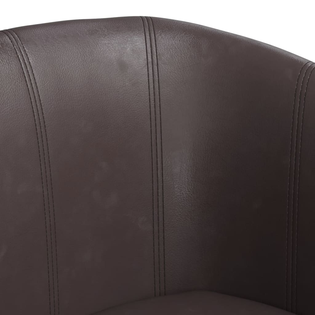 Brown Faux Leather Tub Chair with Footstool J996582