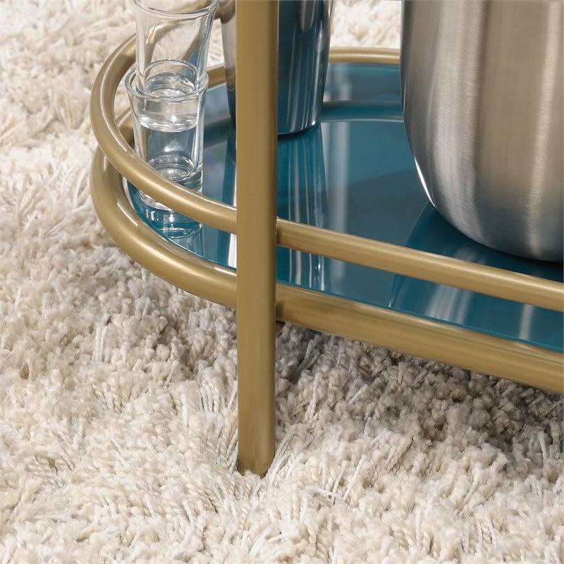 Modern 3-Shelf Glass and Metal Bar Cart in Satin Gold Y171