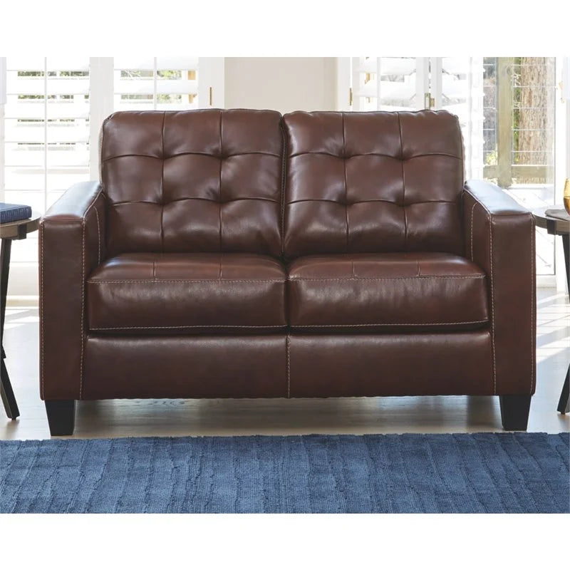 Walnut Leather Loveseat I418