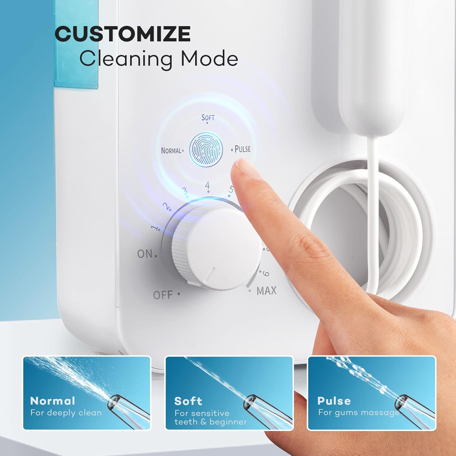 Water Flosser 600ML Oral Irrigator with 3 Flossing Modes, 10 Settings, 7 Tips, Pack of 2 U957820