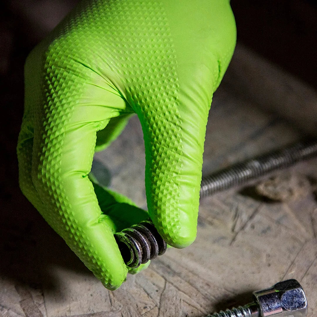 Green Nitrile Disposable Gloves 6 Mil Textured Large 200 X66507