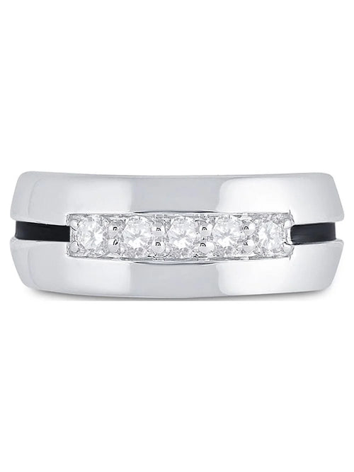 10kt White Gold Mens Diamond Wedding Band Ring 1/2 Cttw Size 8 P557175