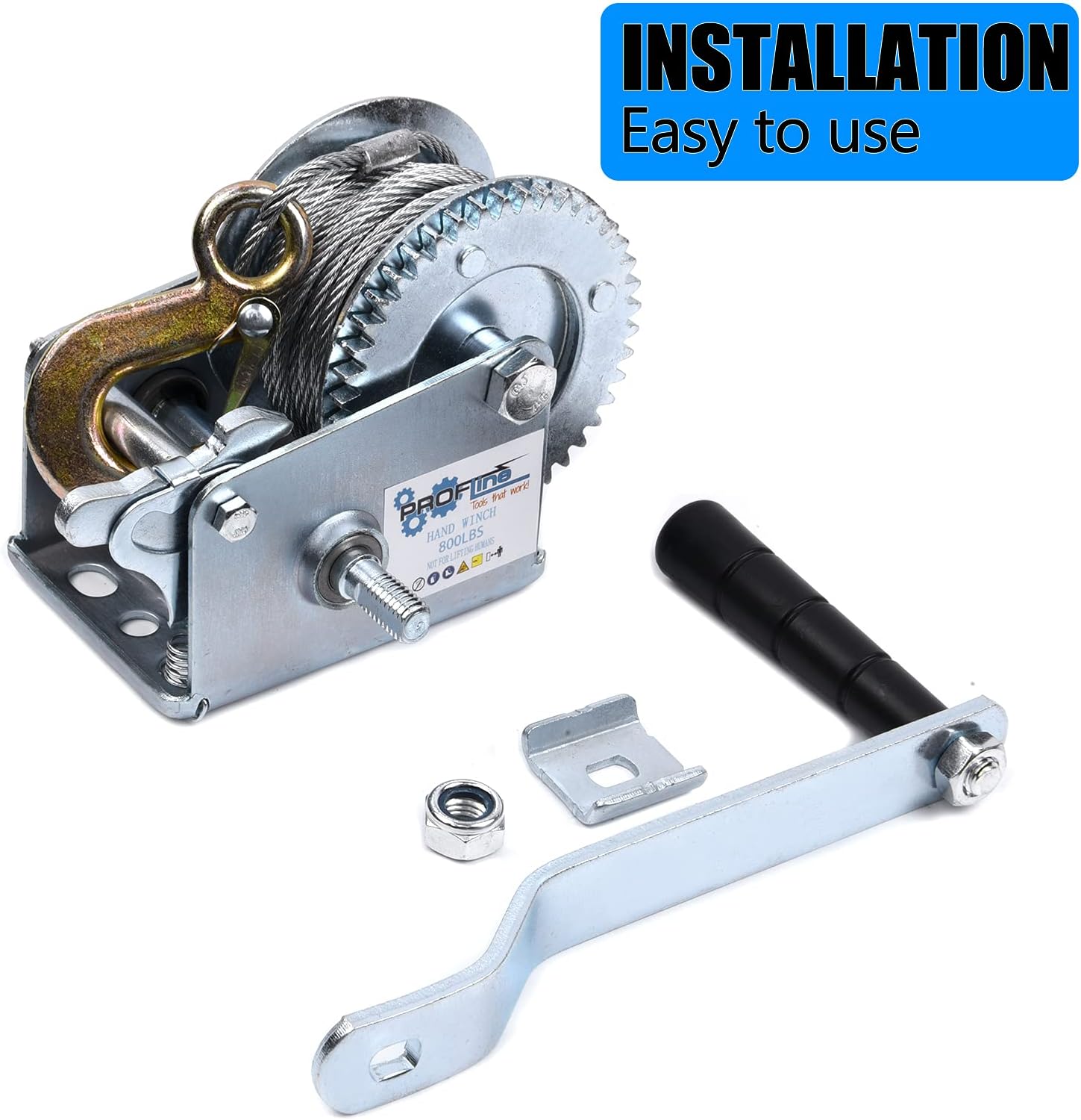2500lbs Two-Way Ratchet Gear Manual Winch with 32.8 ft Steel Wire, Pack of 2 M169858