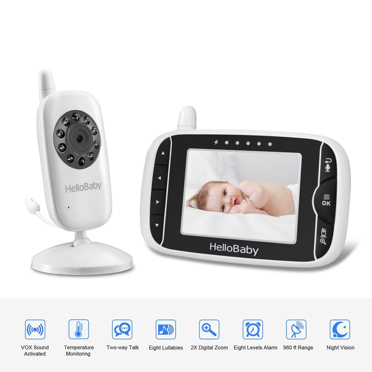 5 720P HD Video Baby Monitor with Camera and Audio N416