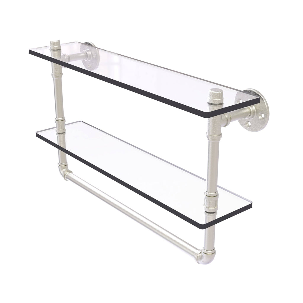 Matte Black Glass Shelf with Towel Bar 22 inch R638256