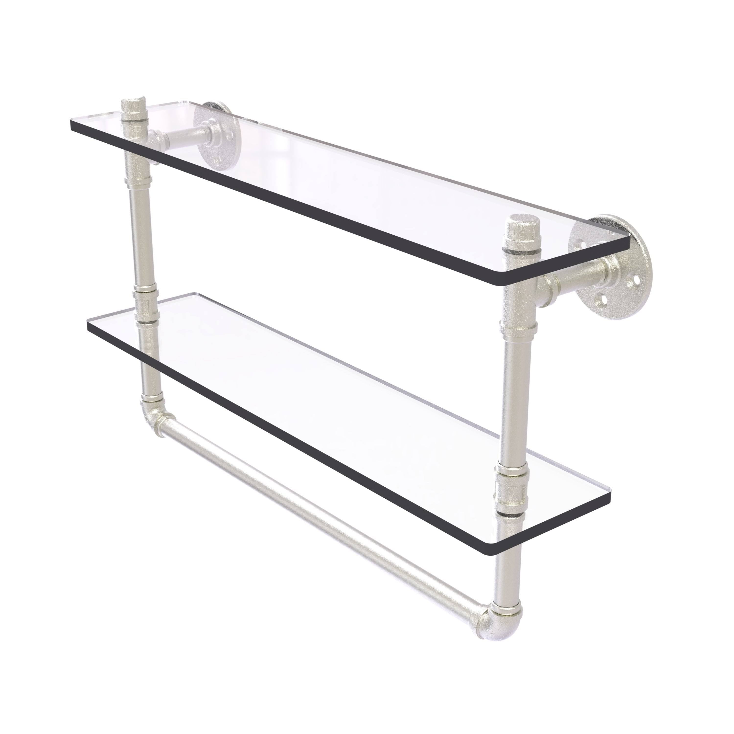 Matte Black Glass Shelf with Towel Bar 22 inch R638256