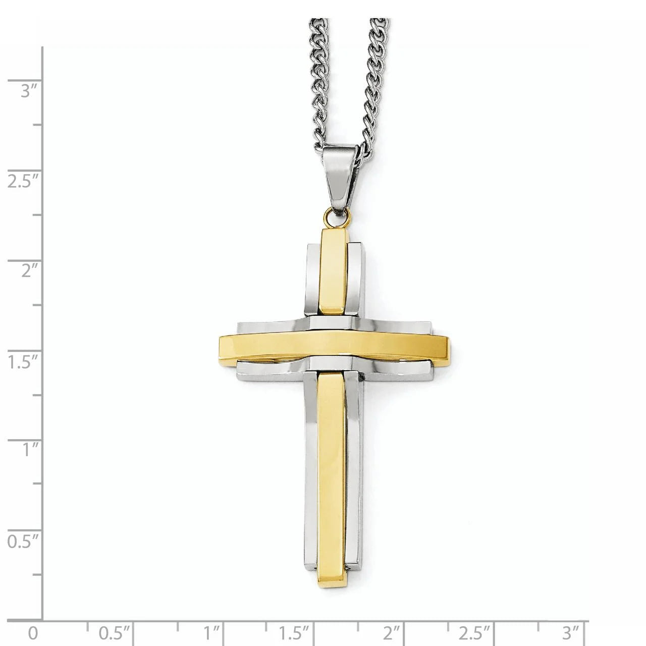 Polished Stainless Steel Cross Necklace D850943