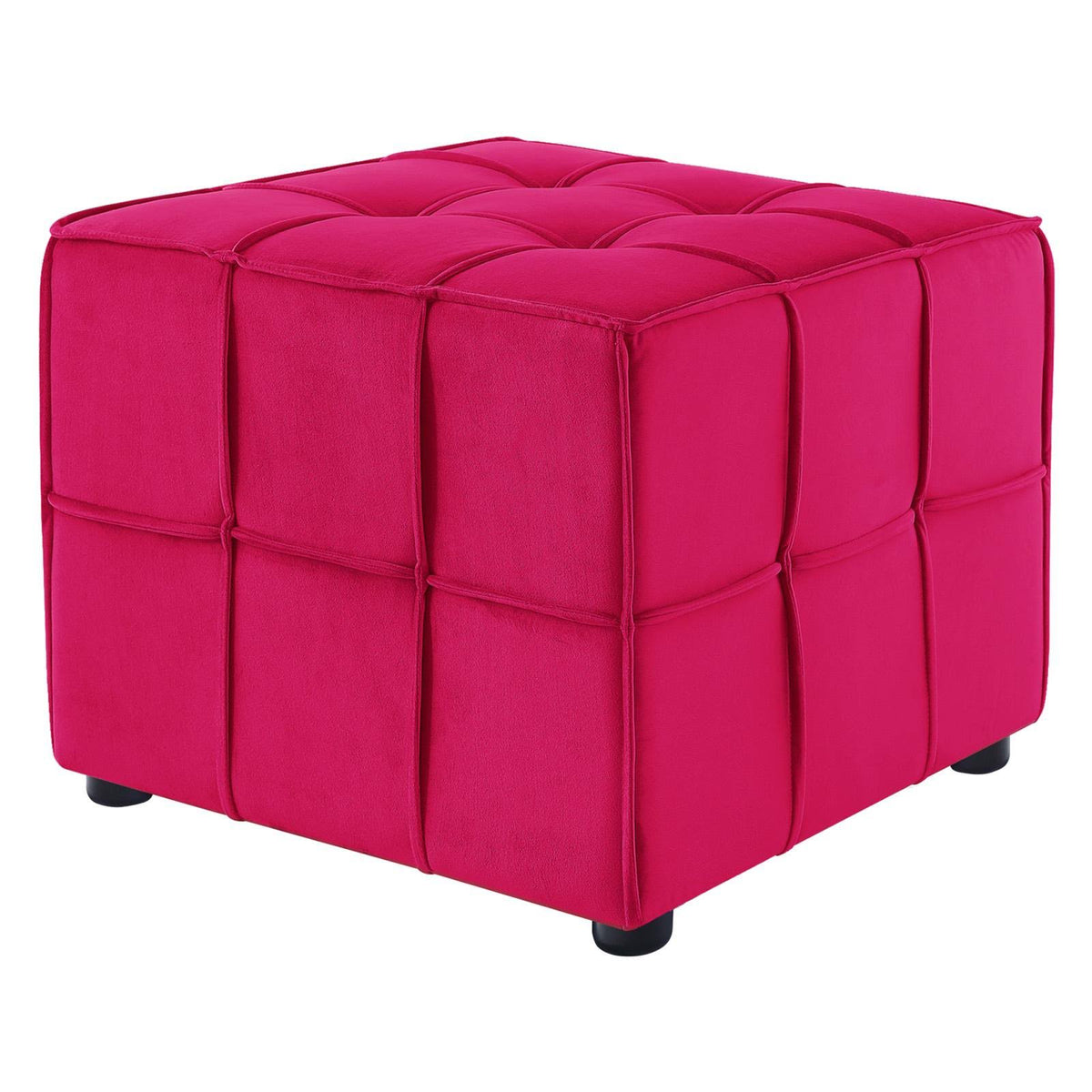 Pink Velvet Cube Ottoman S41948